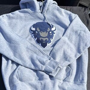 Howard University Heather Gray Pullover Hoodie with Navy Buffalo Patch